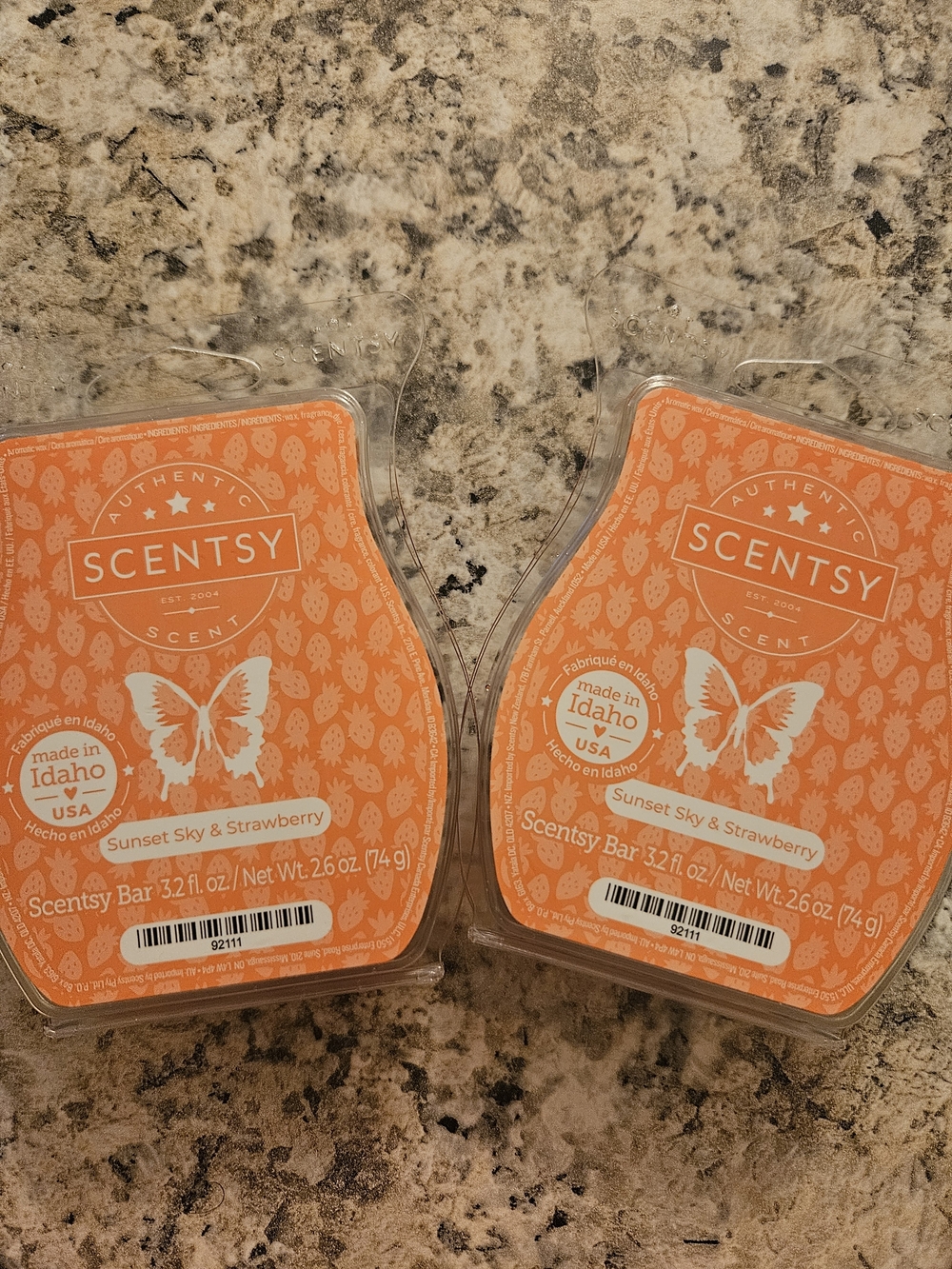 Scentsy Sunset Sky & Strawberry Wax Bar Lot Of 2